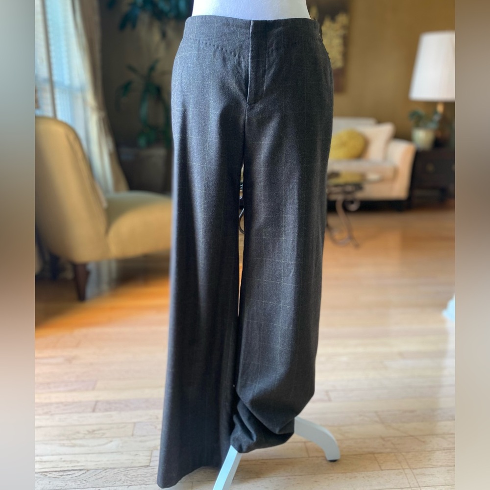 Banana Republic Brown Plaid Wool Wide Leg Pants sz 4